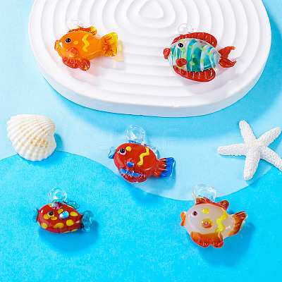 5Pcs 5 Colors Handmade Lampwork Pendants LAMP-TA0002-67A-1