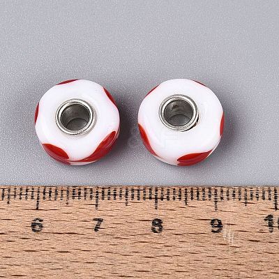 Lampwork & Brass Core European Beads LAMP-Q042-01F-1