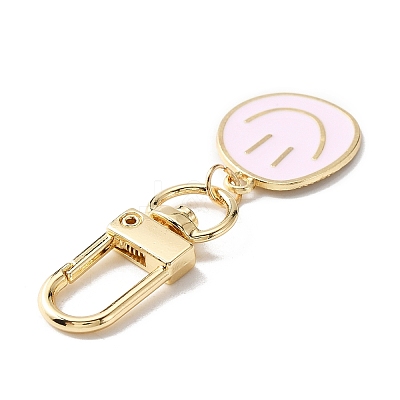 Smiling Face Enamel Pendant Decorations KEYC-WH0036-08LG-06-1