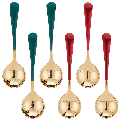 6Pcs 2 Colors 304 Stainless Steel Teaspoon AJEW-GO0001-12-1