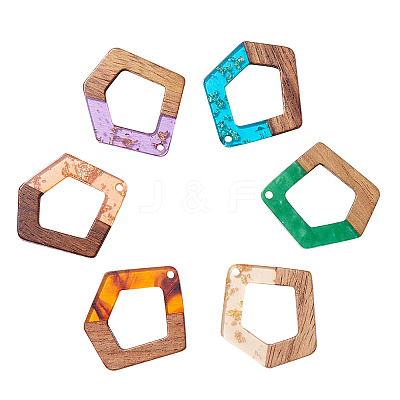 Transparent and Opaque Resin & Walnut Wood Pendants RESI-SZ0001-01-1