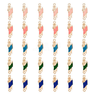30Pcs 5 Colors Religion Alloy Enamel Connector Charms FIND-GO0001-62-1