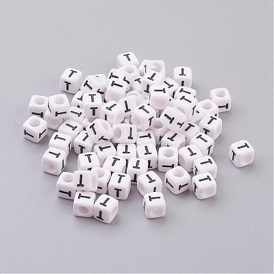 Acrylic Horizontal Hole Letter Beads PL37C9308-T-1
