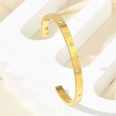 304 Stainless Steel Cuff Bangles BJEW-P348-02A-G-1