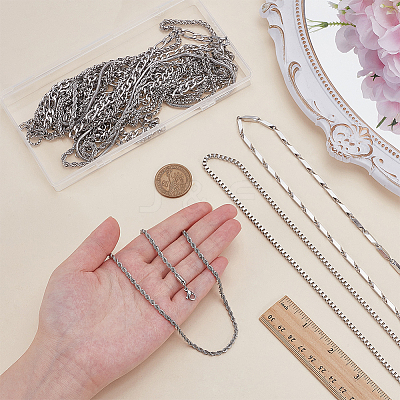 12Pcs 12 Styles 304 Stainless Steel Chain Necklaces NJEW-PH0001-43-1