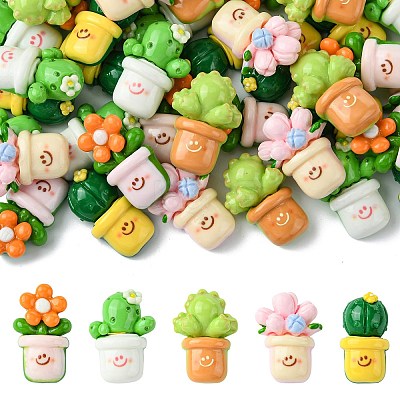 50Pcs 5 Styles Opaque Resin Decoden Cabochons RESI-CJ0003-88-1