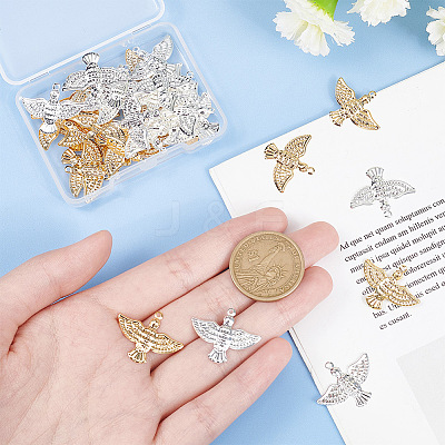 40Pcs 2 Colors Brass Pendants KK-AR0003-32-1
