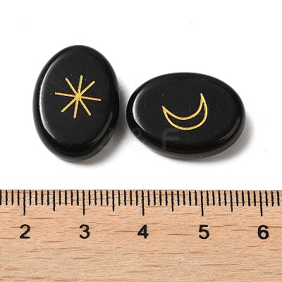 13Pcs Natural Obsidian Rune Stone G-C095-02C-1