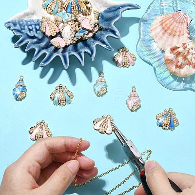 20Pcs 10 Styles Marine Theme Alloy Enamel Pendants FIND-CJ0002-93-1