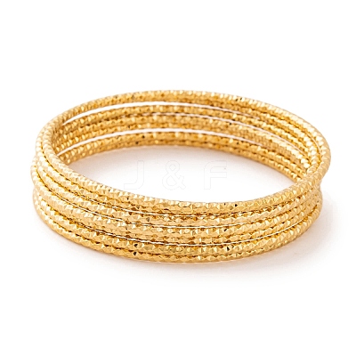 7Pcs PVD Vacuum Plating 304 Stainless Steel Textured Bangles Set for Women BJEW-A011-12A-G-1