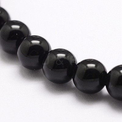 Natural Black Onyx Beads Strands X-G-A163-05-6mm-1
