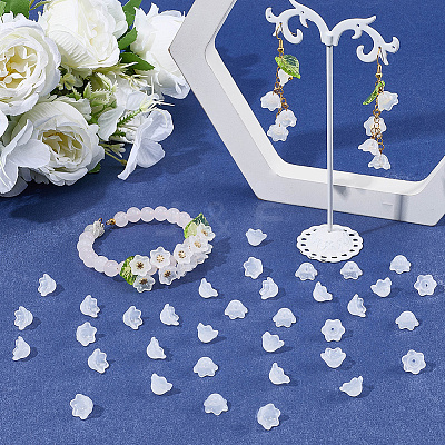 150Pcs Transparent Spray Painted Glass Bead Caps GLAA-SC0002-76-1