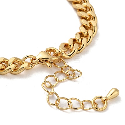 Brass Micro Pave Clear Cubic Zirconia Triple Hollow Heart Cuban Link Chains Bracelets for Women BJEW-M322-05G-A-1
