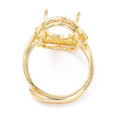 Brass Cubic Zirconia Adjustable Solitaire Ring Components KK-K266-10G-1