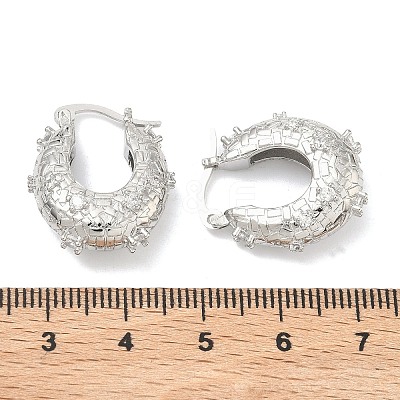 Brass Micro Pave Clear Cubic Zirconia Hoop Earrings LS-EJEW-C181-07P-1