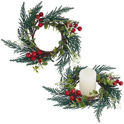 PP Plastic and Foam and Wire Christmas Wreath AJEW-WH20060-21-1