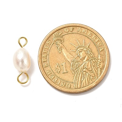 Natural Cultured Freshwater Pearl Beads Links Connectors PALLOY-JF00941-02-1
