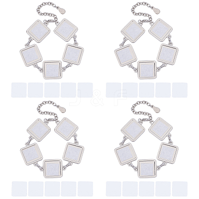 4Pcs Alloy Heat Transfer Blank Link Bracelet Making FIND-PH0024-43-1