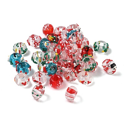 Christmas Glass European Beads LAMP-F132-01-1