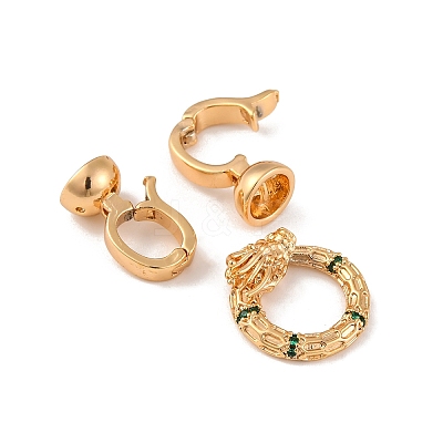 Brass Micro Pave Cubic Zirconia Fold Over Clasps KK-C076-02G-1