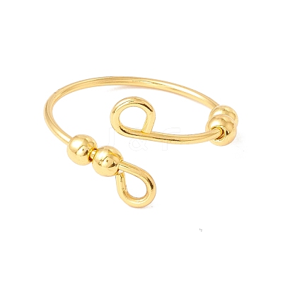304 Stainless Steel Rotating Beaded Open Cuff Ring STAS-E047-01G-1