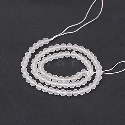 Frosted Natural Quartz Crystal Round Beads Strands G-N0151-09-8mm-1