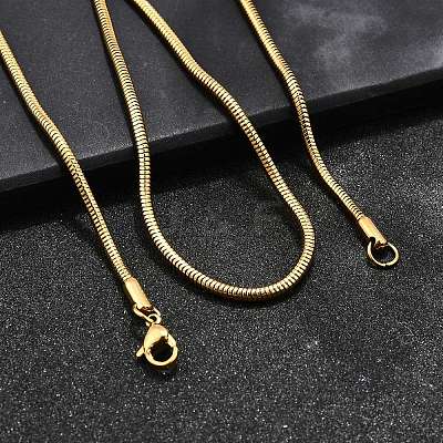 304 Stainless Steel Snake Chain Necklaces STAS-M174-005G-2.4-1