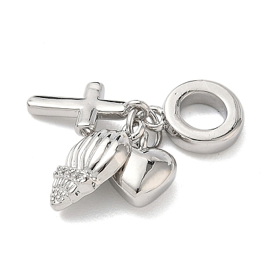 Brass Micro Pave Clear Cubic Zirconia European Dangle Charms KK-D502-13B-P-1