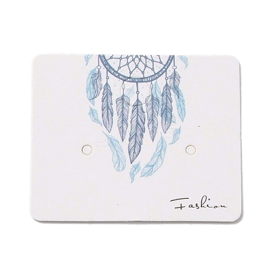 100Pcs Woven Web/Net with Feather Print Paper Jewelry Display Cards AJEW-Z021-01B-1