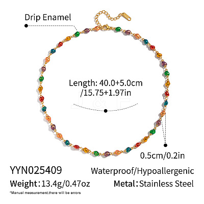 Conch 304 Stainless Steel Enamel Link Chain Necklace for Women AZ3410-4-1