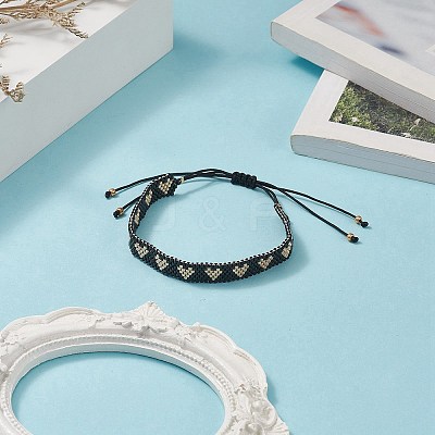 Handmade Japanese Seed Heart Braided Bead Bracelets BJEW-MZ00015-1