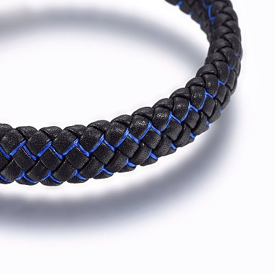 Microfiber Imitation Leather Braided Cord Bracelets BJEW-E345-07B-1