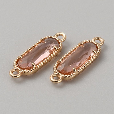 Golden Plated Brass Pave Glass Connector Charms FIND-WH0110-728G-05-1