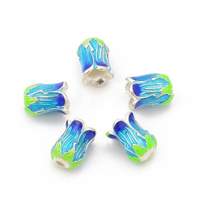 5-Petal Rack Plating Brass Enamel Bead Cap KK-P024-13S-1
