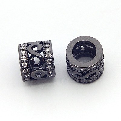 New Items Brass Micro Pave Cubic Zirconia European Beads ZIRC-L007-04B-1