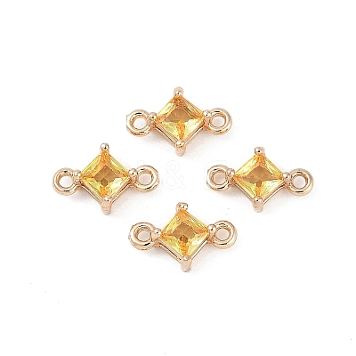 Brass Pave Glass Rhombus Links Connector Charms GLAA-Q088-001D-1