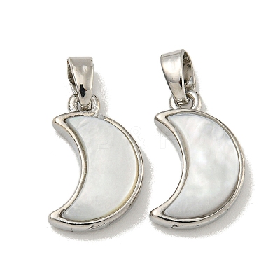 Rack Plating Brass Natural White Shell Pendants LS-KK-U025-06P-01-1