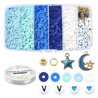 Handmade Polymer Clay Heishi Beads DIY Jewelry Set Kits DIY-YW0009-51E-1