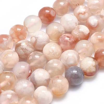Natural Cherry Blossom Agate Beads Strands G-I213-23-8mm-1