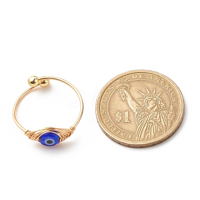 10Pcs 10 Style Resin & Lampwork Evil Eye Beaded Finger Rings RJEW-JR00478-1