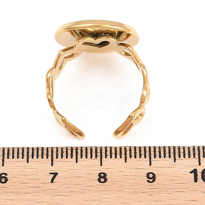 Hollow Heart 304 Stainless Steel Open Cuff Ring Components STAS-F366-08E-G-1