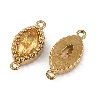 Ion Plating(IP) 304 Stainless Steel Cubic Zirconia Horse Eye Links Connector Charms STAS-K256-21G-07-1