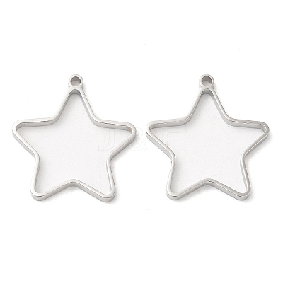 Non-Tarnish 304 Stainless Steel Open Back Bezel Star Pendants STAS-Z040-01P-1