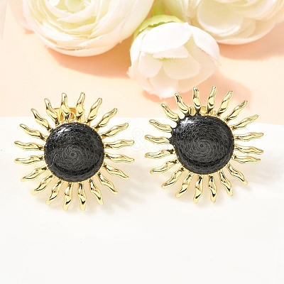 Sun Brass Stud Earrings EJEW-D352-02G-1