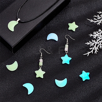 12Pcs 6 Styles Synthetic Luminous Stone Pendants G-GA0001-64A-1