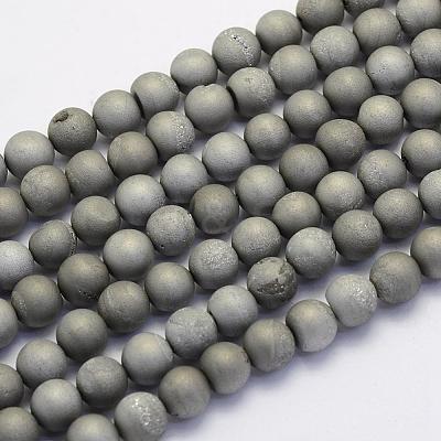 Electroplate Natural Druzy Agate Beads Strands G-G708-6mm-04-1
