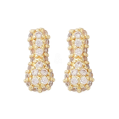 Brass Micro Pave Cubic Zirconia Stud Earrings EJEW-Z091-04G-I-1