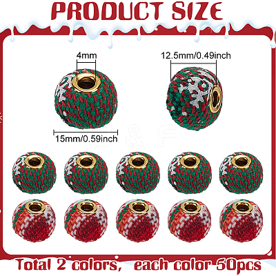 100Pcs 2 Colors Polyester European Beads FIND-PH0029-12-1