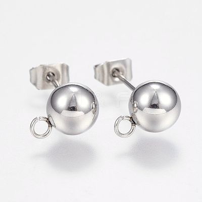 Non-Tarnish 201 Stainless Steel Ball Stud Earring Post STAS-F088-01P-1