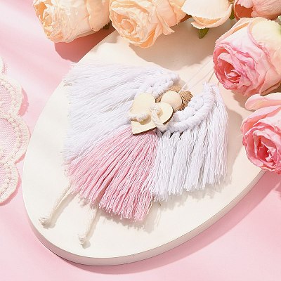 Angel Handmade Woven Macrame Cotton Thread Pendant Decorations HJEW-JM02454-01-1